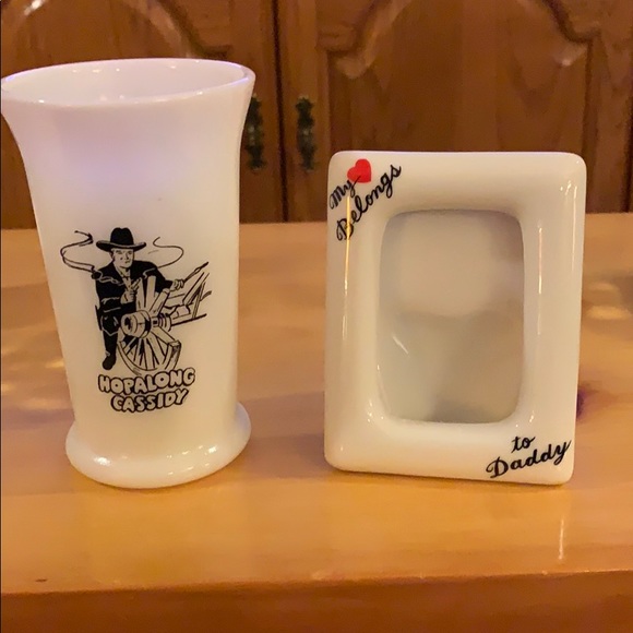 Ceramic Frame & Vintage Hopalong Cassidy Glass - Picture 1 of 5